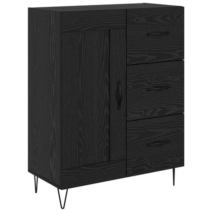 Sideboard med låda Svart Ek 69,5 x 34 x 90 cm Konstruerat trä