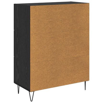 Sideboard med låda Svart Ek 69,5 x 34 x 90 cm Konstruerat trä