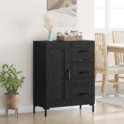 Sideboard med låda Svart ek 69.5 x 34 x 90 cm Konstruerat trä