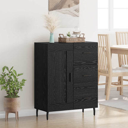 Sideboard Svart Ek 69,5 x 34 x 90 cm Konstruerat trä och järn