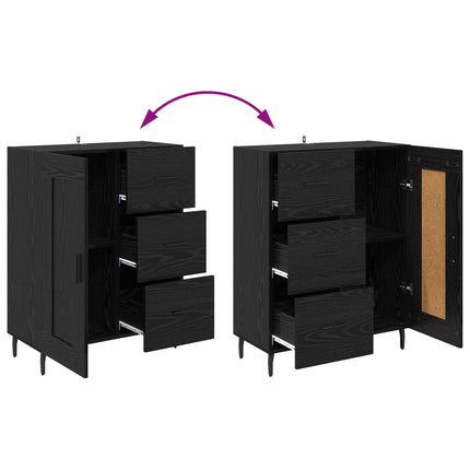 Sideboard Svart Ek 69,5 x 34 x 90 cm Konstruerat trä och järn