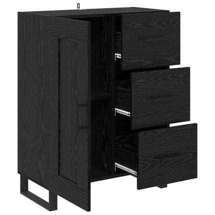 Sideboard Svart Ek 69,5 x 34 x 90 cm Konstruerat trä och järn