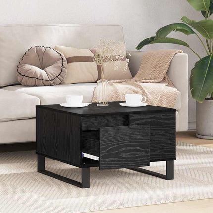 Kaffeebord med låda Svart Ek 55 x 55 x 36,5 cm Konstruerat trä
