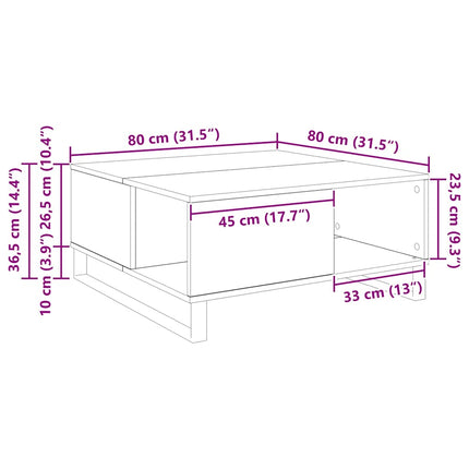 Kaffeebord Svart Ek 80 x 80 x 36,5 cm Konstruerat trä