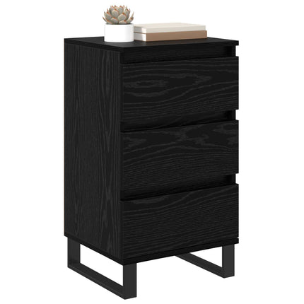 Sideboard med låda Svart ek Konstruerat trä