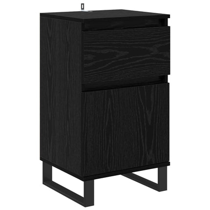 Sideboard med låda Svart ek 35 x 40 x 70 cm Konstruerat trä