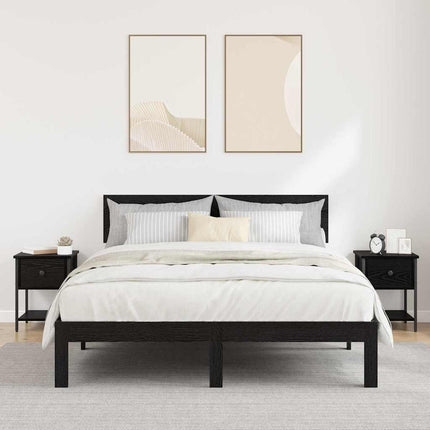 Sängbord 2 pcs Svart Ek 34 x 35,5 x 45 cm Konstruerat trä
