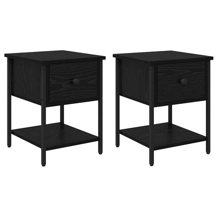 Sängbord 2 pcs Svart Ek 34 x 35,5 x 45 cm Konstruerat trä
