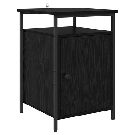 Nattduksbord 2 pcs Svart Ek 40 x 42 x 60cm Konstruerat trä
