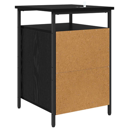 Nattduksbord 2 pcs Svart Ek 40 x 42 x 60cm Konstruerat trä