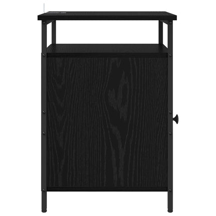 Nattduksbord 2 pcs Svart Ek 40 x 42 x 60cm Konstruerat trä
