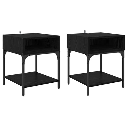 Sängbord 2 pcs Svart Ek 40 x 40 x 50 cm Konstruerat trä