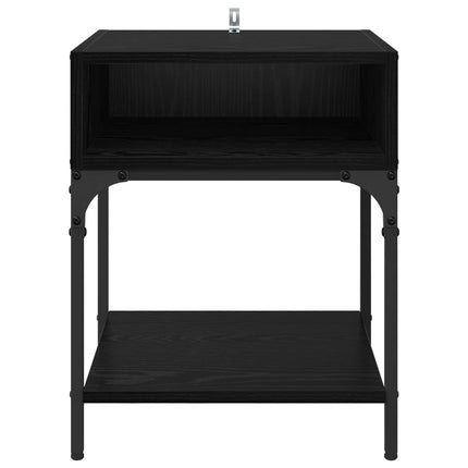 Sängbord 2 pcs Svart Ek 40 x 40 x 50 cm Konstruerat trä