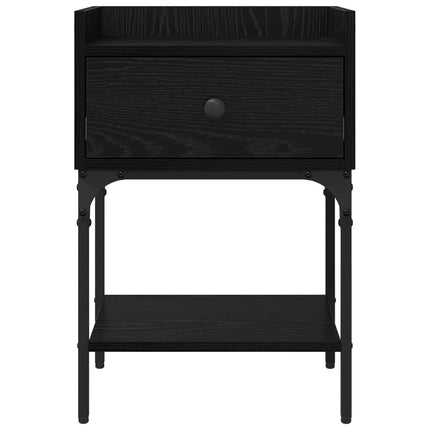 Sängbord med låda Svart Ek 40 x 29 x 60 cm Konstruerat trä