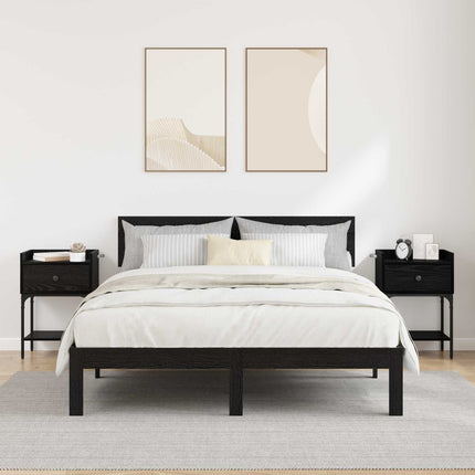 Sängbord 2 pcs Svart Ek 40 x 29 x 60 cm Konstruerat trä