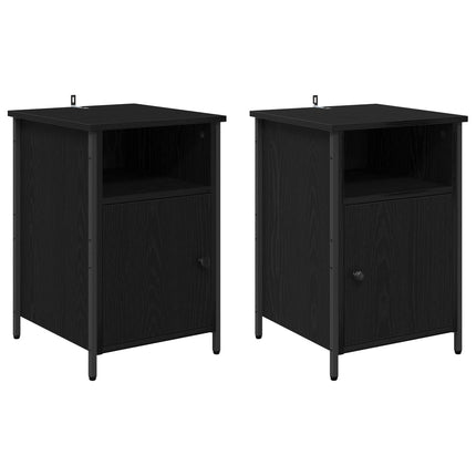 Nattduksbord 2 pcs Svart Ek 40 x 42 x 60 cm Konstruerat trä