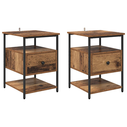Nattduksbord 2 pcs Gammalt trä 40 x 42 x 56 cm Konstruerat trä