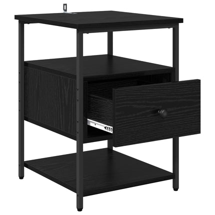 Nattduksbord 2 pcs Svart Ek 40 x 42 x 56 cm Konstruerat trä