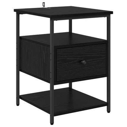 Nattduksbord 2 pcs Svart Ek 40 x 42 x 56 cm Konstruerat trä