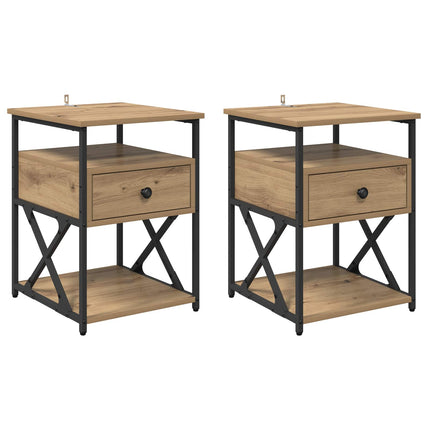 Nattduksbord 2 pcs Artisan Ek 40 x 42 x 55 cm Konstruerat trä