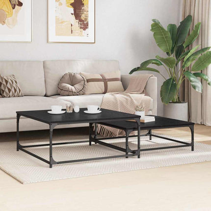 Kaffeebord 2 pcs Svart Ek Konstruerat trä