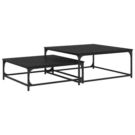 Kaffeebord 2 pcs Svart Ek Konstruerat trä