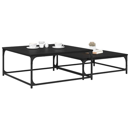 Kaffeebord 2 pcs Svart Ek Konstruerat trä