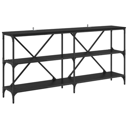 Konsolbord med hylla Svart Ek 160 x 30 x 75 cm Konstruerat trä