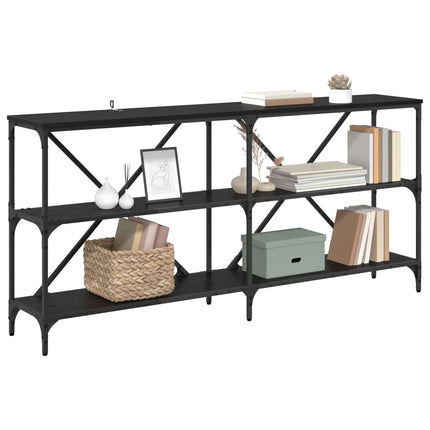 Konsolbord med hylla Svart Ek 160 x 30 x 75 cm Konstruerat trä