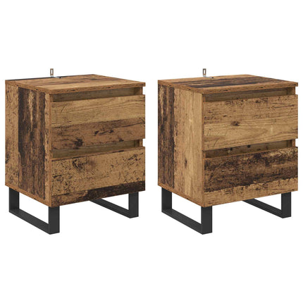 Nattduksbord 2 pcs Gammalt trä 40 x 35 x 50 cm Konstruerat trä