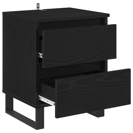 Nattduksbord 2 pcs Svart Ek 40 x 35 x 50 cm Konstruerat trä