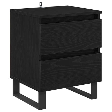 Nattduksbord 2 pcs Svart Ek 40 x 35 x 50 cm Konstruerat trä