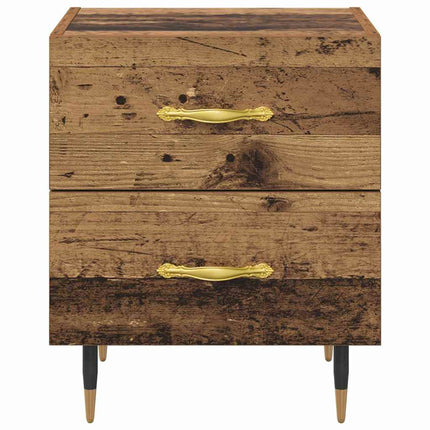 Nattduksbord med låda 2 pcs Gammalt trä 40 x 35 x 47,5 cm