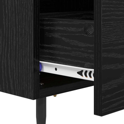 Nattduksbord 2 pcs Svart Ek 40 x 35 x 47,5 cm Konstruerat trä