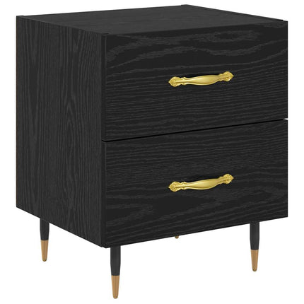 Nattduksbord 2 pcs Svart Ek 40 x 35 x 47,5 cm Konstruerat trä