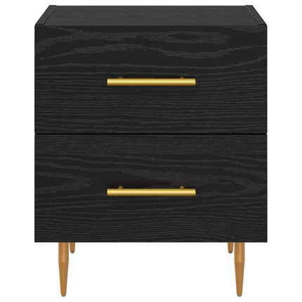 Nattduksbord 2 pcs Svart Ek 40 x 35 x 47,5 cm Konstruerat trä