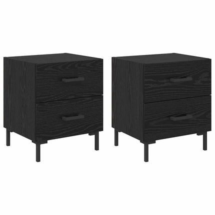 Nattduksbord 2 pcs Svart Ek 40 x 35 x 47,5 cm Konstruerat trä