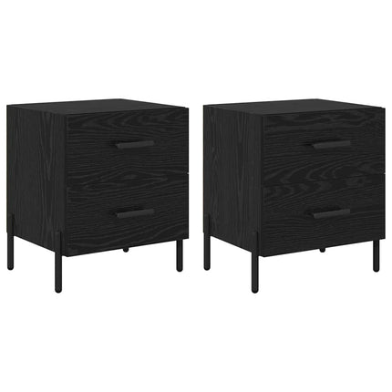 Nattduksbord 2 pcs Svart Ek 40 x 35 x 47,5 cm Konstruerat trä