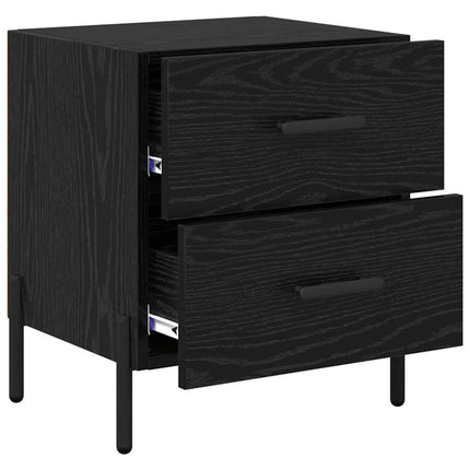 Nattduksbord 2 pcs Svart Ek 40 x 35 x 47,5 cm Konstruerat trä