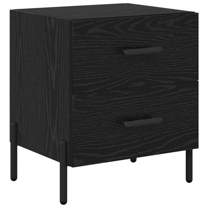 Nattduksbord 2 pcs Svart Ek 40 x 35 x 47,5 cm Konstruerat trä