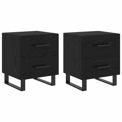 Nattduksbord 2 pcs Svart Ek 40 x 35 x 47,5 cm Konstruerat trä