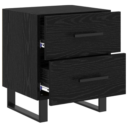 Nattduksbord 2 st Svart Ek 40 x 35 x 47,5 cm Konstruerat trä