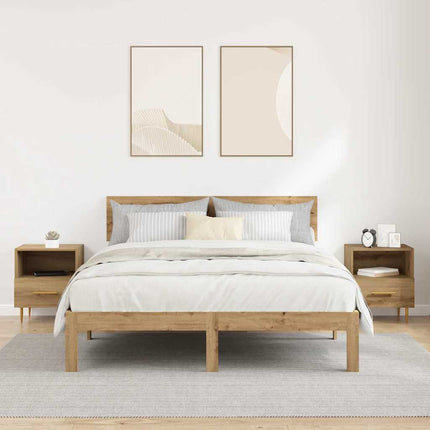 Sängbord med låda 2 pcs Brun 40 x 35 x 47,5 cm Konstruerat trä