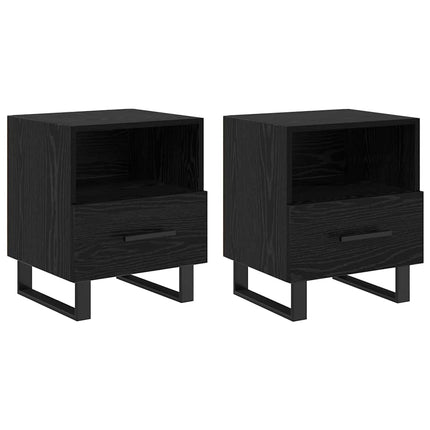 Nattduksbord 2 pcs Svart Ek 40 x 35 x 47,5 cm Konstruerat trä