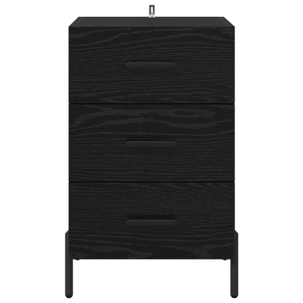 Nattduksbord med låda Svart Ek 40 x 40 x 66 cm Konstruerat trä