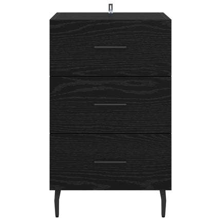 Nattduksbord med låda Svart Ek 40 x 40 x 66 cm Konstruerat trä