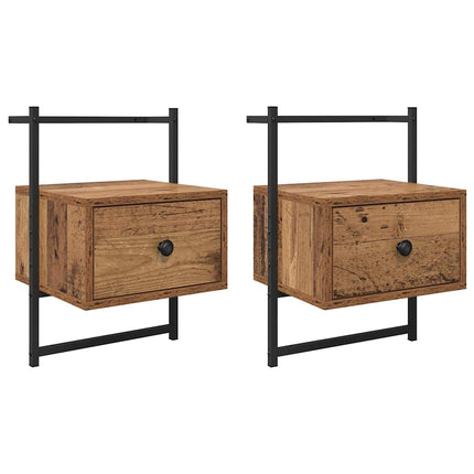 Nattduksbord 2 pcs Gammalt trä 35 x 30 x 51 cm Konstruerat trä