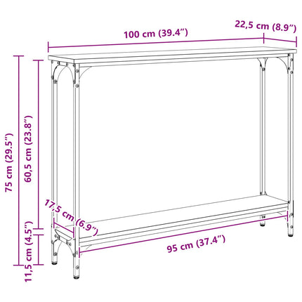 Konsolbord Artisan Ek 100 x 22,5 x 75 cm Konstruerat trä