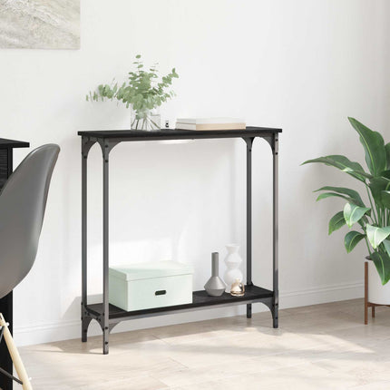 Konsolbord med hylla Svart Ek 75 x 22,5 x 75 cm Konstruerat trä