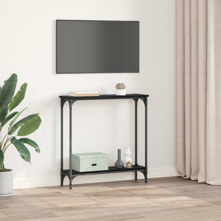 Konsolbord med hylla Svart Ek 75 x 22,5 x 75 cm Konstruerat trä